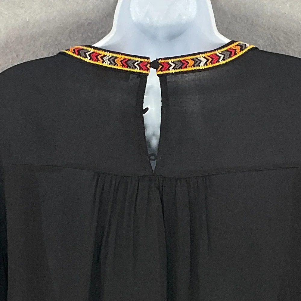 Andree By Unit Blouse Womens Large Floral Embroidery Boho Hippie Peasant Balloon - Picture 8 of 13